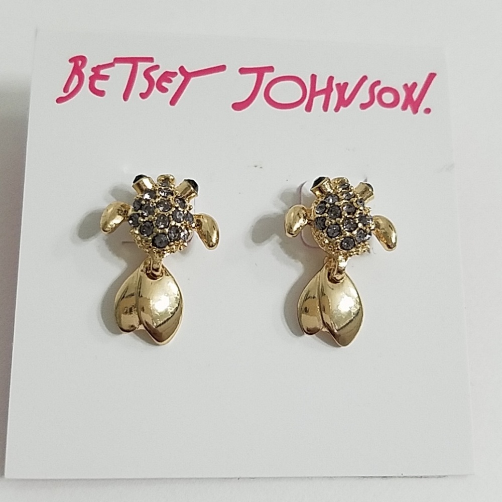 Betsey Johnson rhinestone turtle stud earrings
